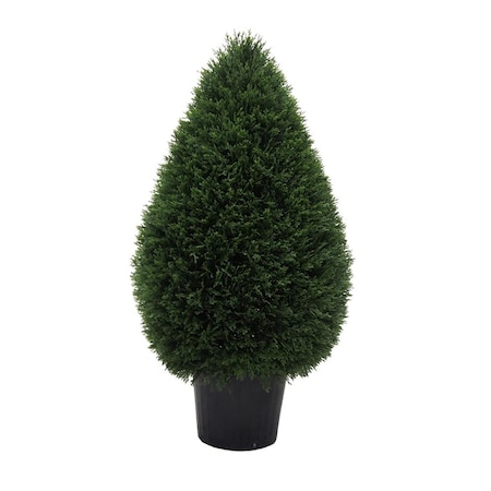 Dare2Decor UV CedarTeardrop Shaped Everyday Topiary in Pot - 36 in. DA608046